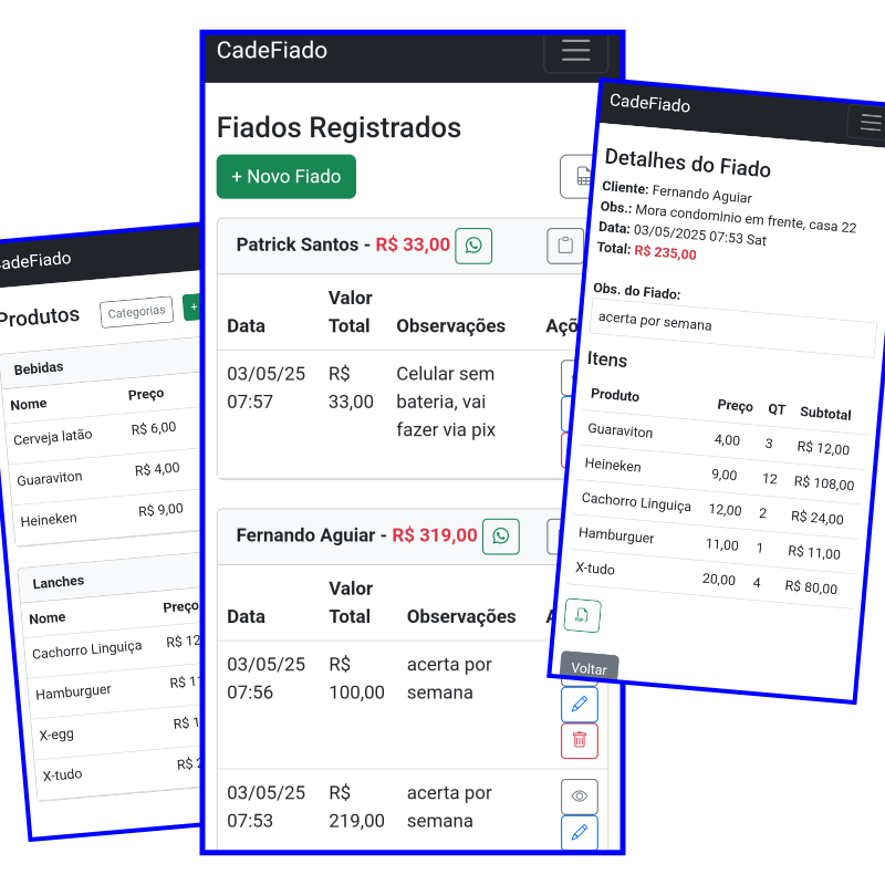 Cade Fiado App Screenshot