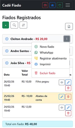 Controle de clientes